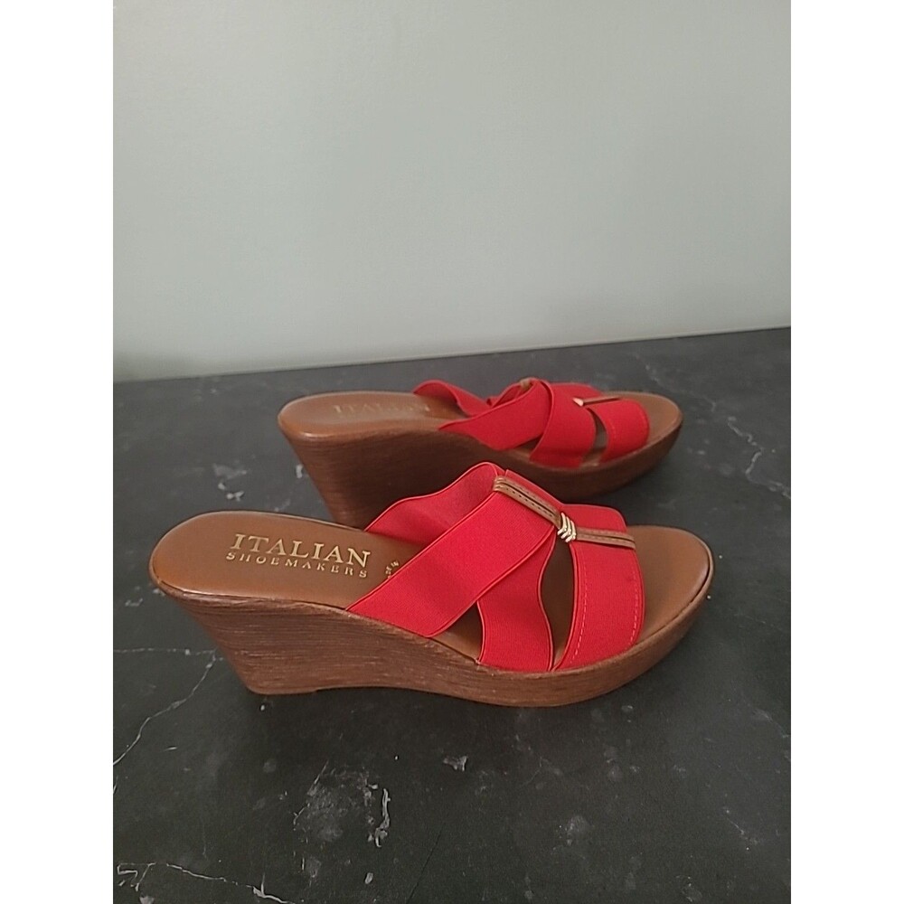 Italian Shoemakers Clover Mid Wedge Slip On Sandal Choose Sz 8.5 Color Red - Picture 4 of 6